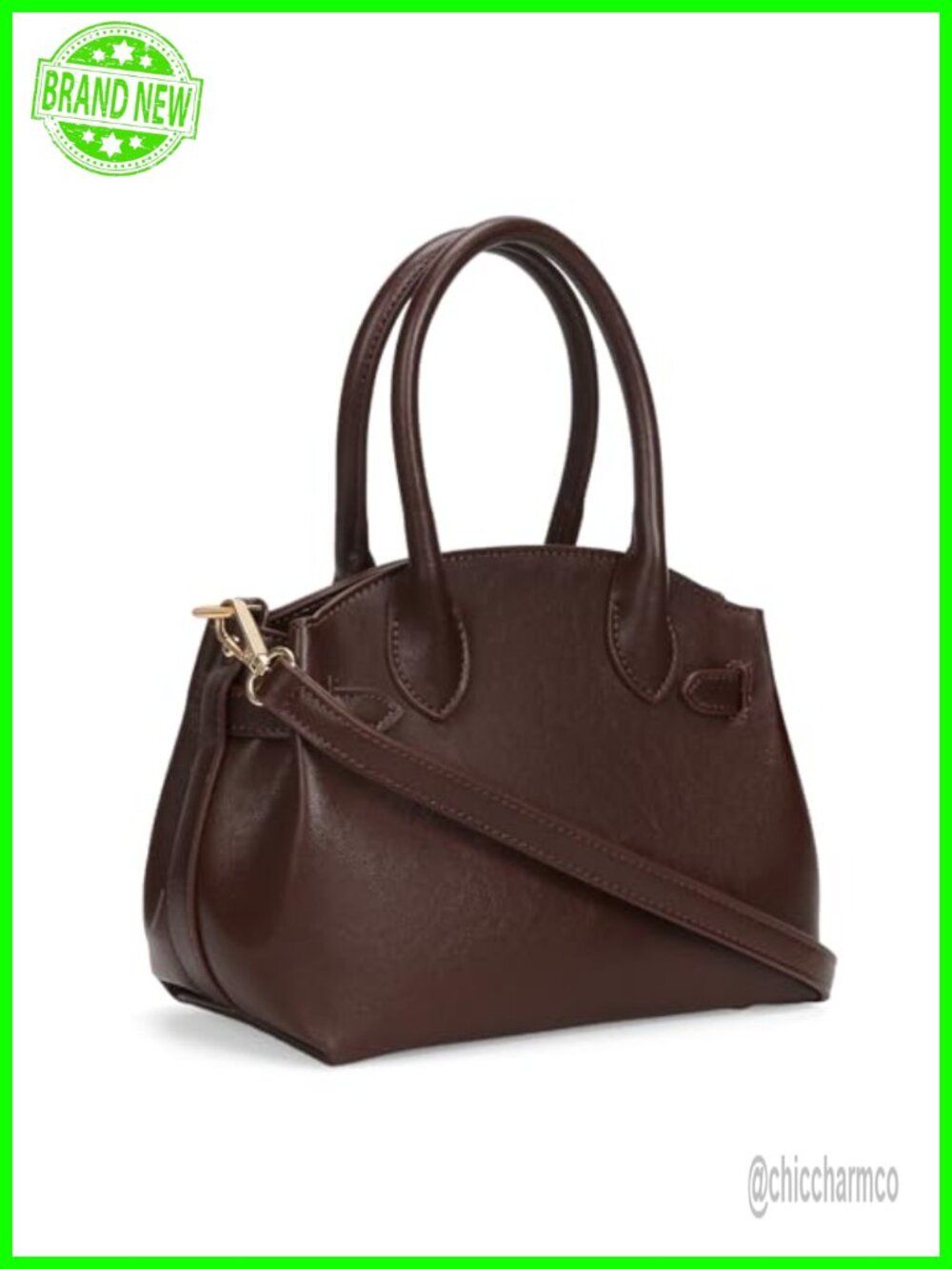Faux Leather Top Handle Satchel Crossbody Bag Detachable Strap Women